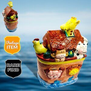 Vintage Express Productions Hand Painted SS "ARK" or Noah's Ark Cookie Treat Jar